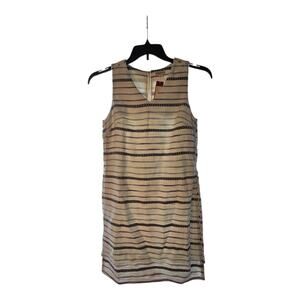 Merona Women's White Black Stripe Sleeveless Dress Linen Blend With Liner SMALL